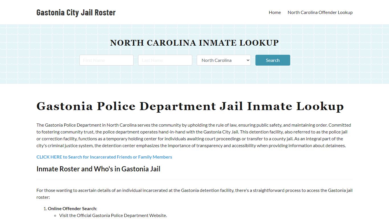 Gastonia Police Department & City Jail, NC Inmate Roster, Arrests, Mugshots